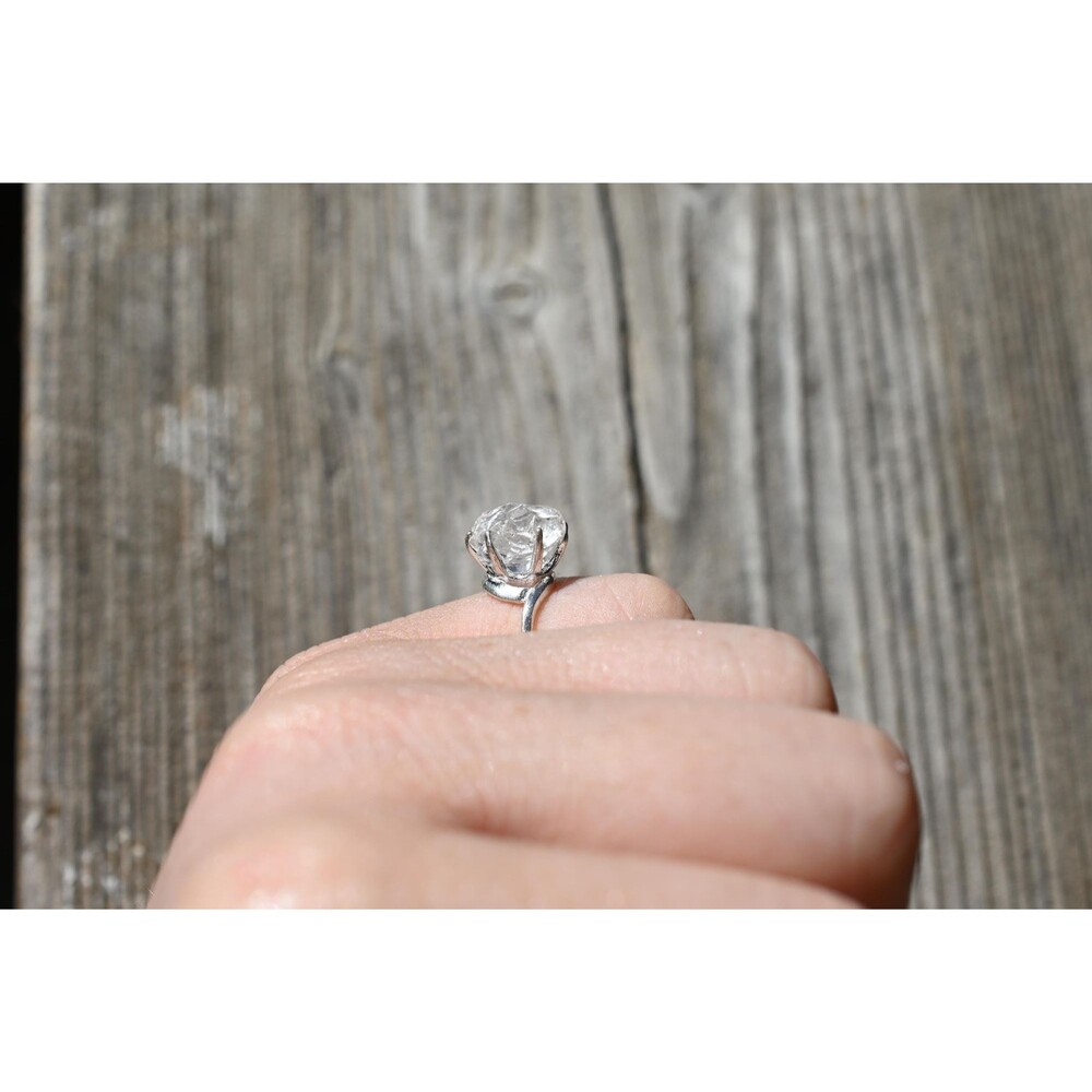 Engagement ring Sterling Silver Lake County Diamond Ring, Rough Raw Diamond , Un - Picture 4 of 5